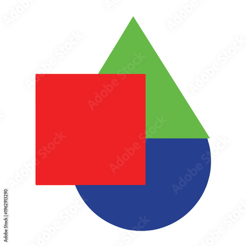 A geometric composition with square, triangle, and circle shapes