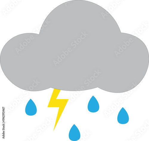 Weather Cloud with Rain and Lightning.