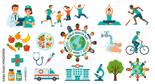 Illustrating various aspects of health and wellness including physical and mental wellbeing