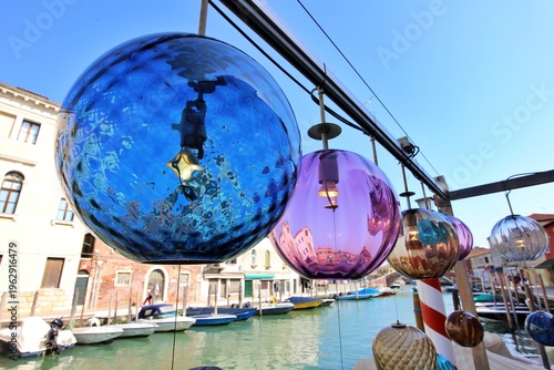 Bild auf Leinwand Murano Glass lights along Canale di San Donato (San Donato Canal) in Murano, Ita