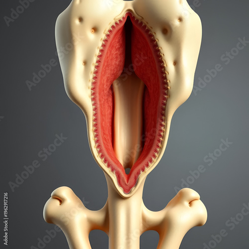 Sharp illustration of endosteum lining medullary cavity