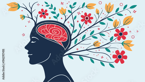 A creative mind blooming with vibrant ideas and colorful thoughts symbolizing imagination and brainstorming sessions