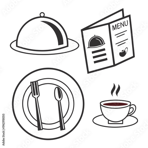 Restaurant table setting with food and menu