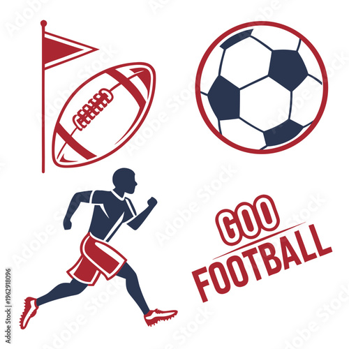 A set of football icons and a running man