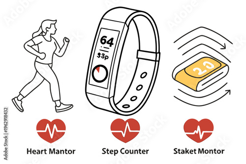 Fitness tracker with heart rate and step monitoring features