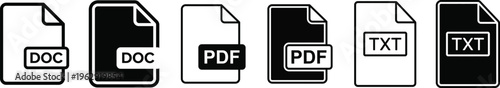 File icons for document formats including doc pdf and txt