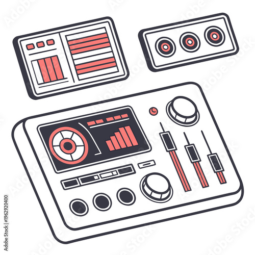 A mixer with two speakers