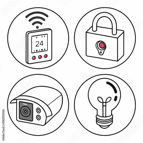 Smart home security and automation icons