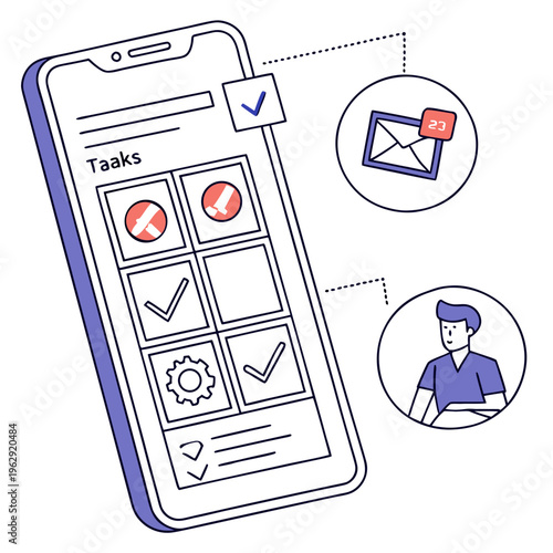 A smartphone with a task list and notifications