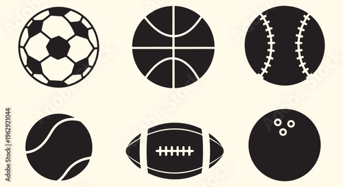Classic sports balls vector illustration set for athletic game and recreation graphic design
