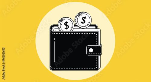 Wallet with Coins Vector Icon for Finance, Payment, and Transactions