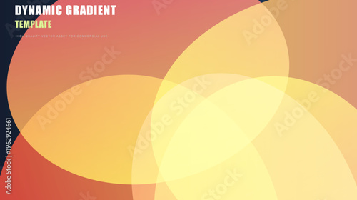Dynamic gradient template with overlapping orange and yellow circles, abstract vector background with warm sunset tones, modern geometric composition for presentation slides
