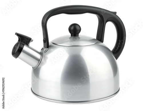 Classic metal stovetop kettle with black handle and spout