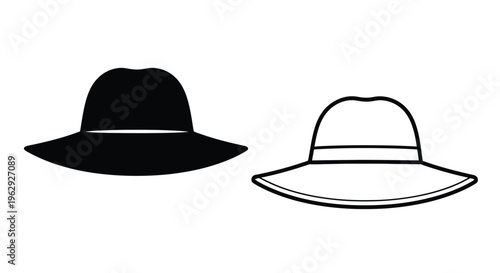 Two distinct hat designs presented in a simple black and white illustration