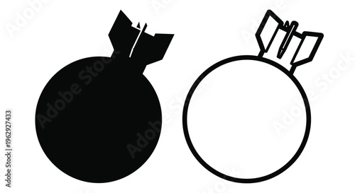 Two bomb icons one solid black and one outlined in white