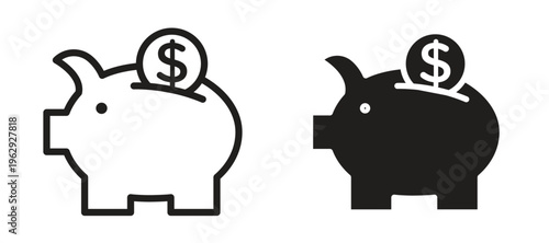Piggy bank icon vector design template and illustration EPS10.