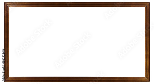 Foto Narrow patterned wooden picture frame on a transparent background, in PNG format