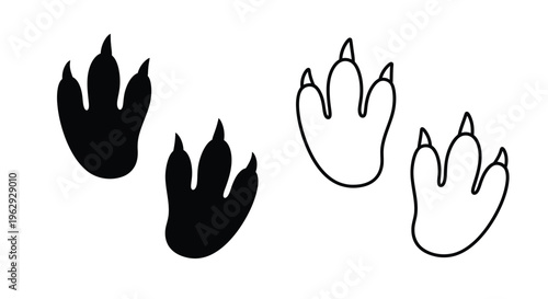 Black and white illustration of animal paw prints showing positive and negative space