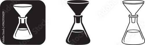 Laboratory filtration flask bold line icon vector.