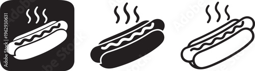 Hot dog sandwich bold line icon vector.