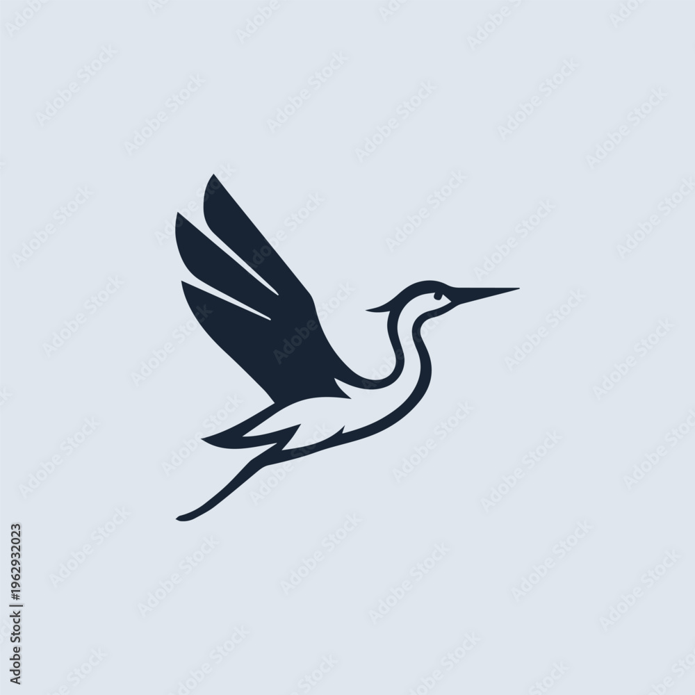 Obraz premium Flying Crane Heron Logo