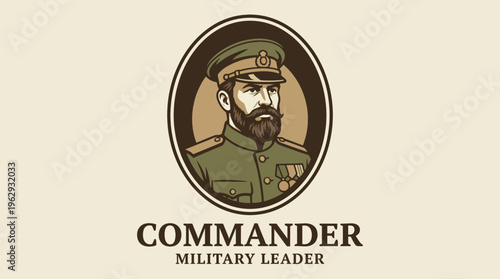 This image features a stylized portrait of a commander, highlighting military attire and attributes, symbolizing leadership and authority in a historical context.