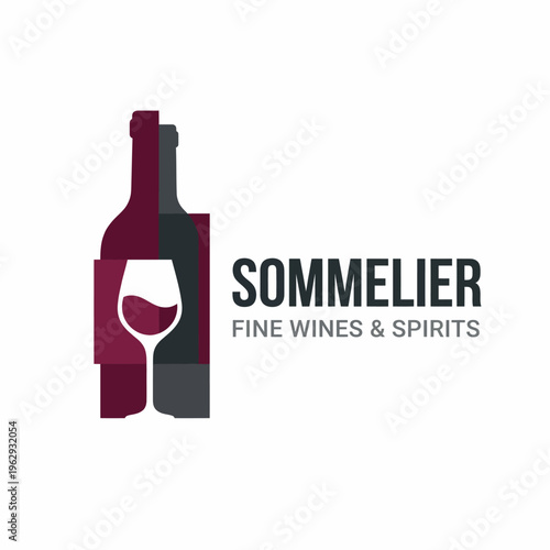A sleek, modern representation of a wine bottle and glass, symbolizing the sophistication and depth of wine culture, perfect for a sommelier brand or wine shop.