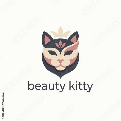 A stylized cat face adorned with vibrant crown embellishments, visually representing elegance and beauty, making it a captivating piece for feline enthusiasts and art lovers alike.