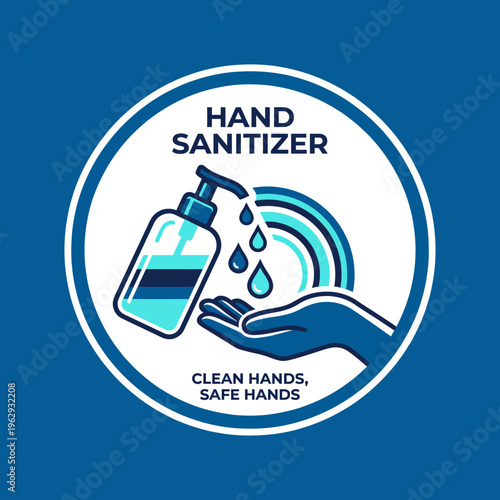 An impactful graphic for hand sanitizer, highlighting the importance of cleanliness and hygiene with imagery of a sanitizer bottle and hands, ideal for health-conscious contexts.