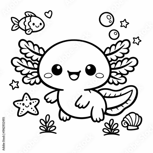 Axolotl Kawaii Style
