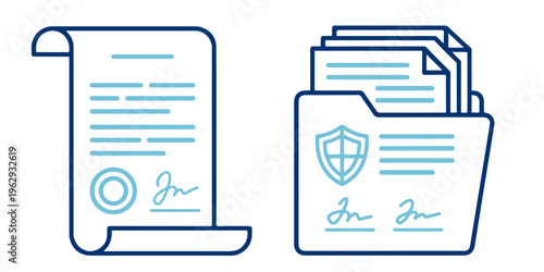 Legal Documents Icon Set – Editable Line Icons for Contracts, Agreements, Law Papers and Legal Advice