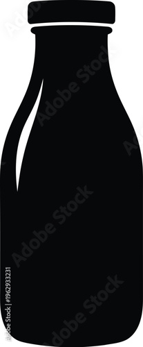 A black silhouette of a glass bottle with a lid on a