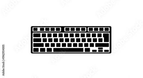 A black and white illustration of a standard computer keyboard layout
