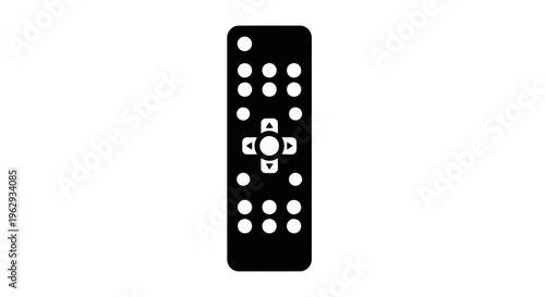 Black remote control with white buttons on a pure