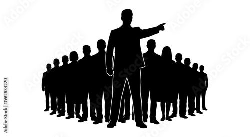 leader standing in front of group of people silhouettes