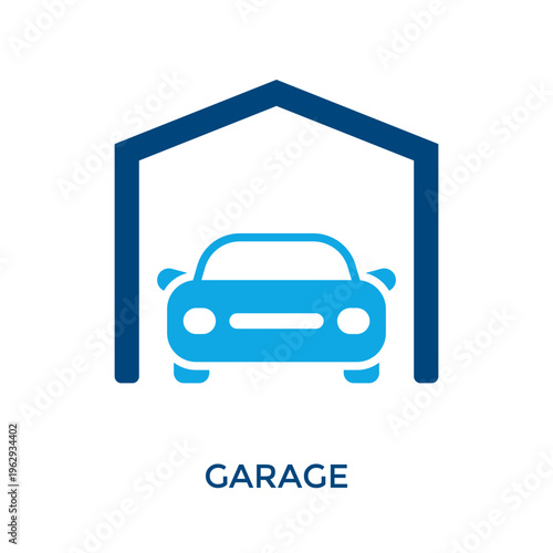 Garage Icon Dual Tone Style. Vector Illustration For Graphic Design