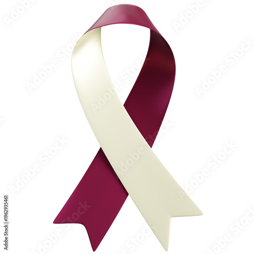 Burgundy and Ivory Ribbon Symbol of Head and Neck Cancer Awareness