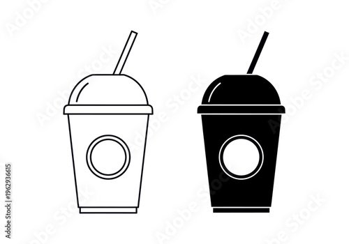 Two beverage cups with straws are shown side by side on a table indoors.