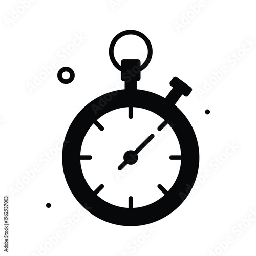 Well designed glyph icon showing stopwatch time tracking concept