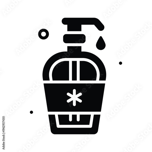 Ready to use glyph icon showing hand sanitizer hygiene protection