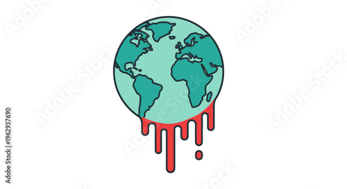 Earth Globe Melting with Red Liquid – Global Warming, Environmental Degradation, Climate Change Impact
