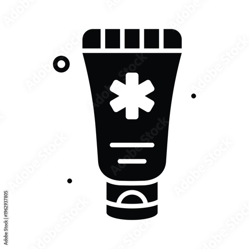 Easy to edit glyph icon showing medical cream skincare treatment