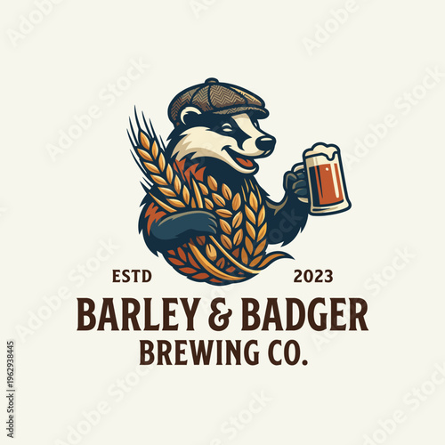This logo features a bear holding a beer, with wheat elements, representing a cozy brewing company and its connection to local craft beer culture and community spirit.
