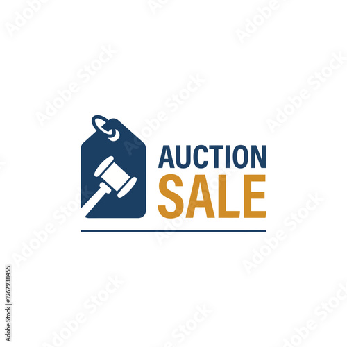 This logo design incorporates a gavel and tag, representing auction sales, and is perfect for businesses involved in bidding, selling, or commercial transactions.