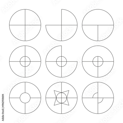 Minimal Geometric Circle Segments Vector Set – Abstract Line Art Circular Shapes Collection
