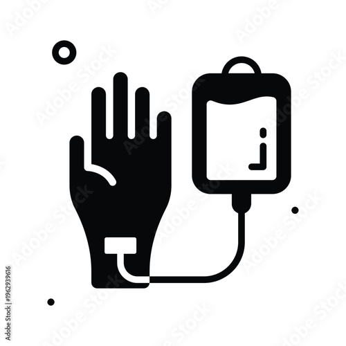 A customizable glyph icon representing blood donation healthcare support