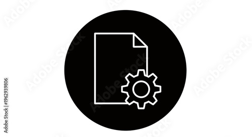 Icon of a document with a gear representing settings and configuration for visual resources.