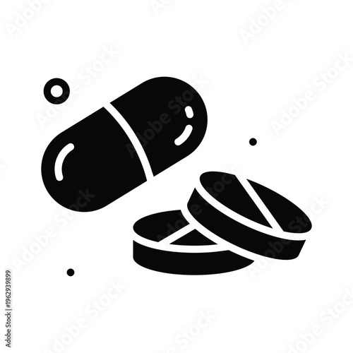 Easy to edit glyph icon showing drugs medicine pills treatment