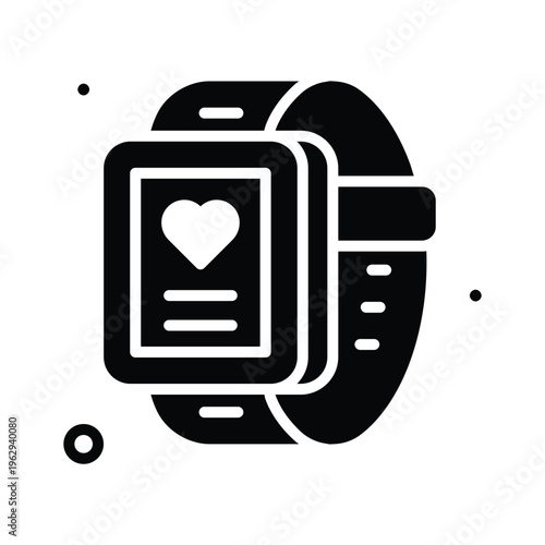 Modern glyph icon representing fitness watch health tracking device