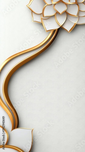 White Lotus Flower with Golden Edges for Islamic Messages Background